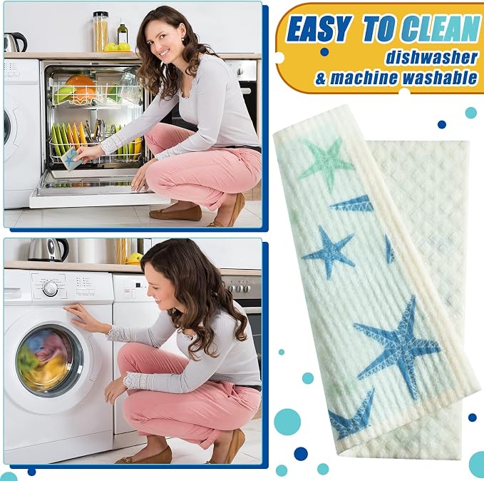 6 Pcs Swedish Kitchen Dish Towels Kitchen Cloths Reusable Sponge Cleaning - Image 6