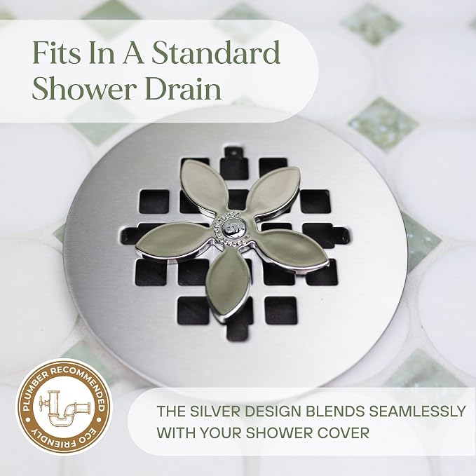 ​DrainWig Shower Drain Hair Catcher – Disposable Silver Flower – No-Touch Hair - Image 8