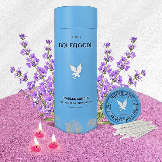 Lavender Scented Purple Pearled Candle 18oz Luxury Sand Candle Granulated Wax by ZECHKAVAA