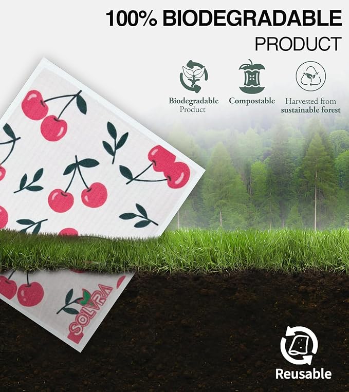 5 PCS Fruit Print Swedish Dishcloths - Image 4