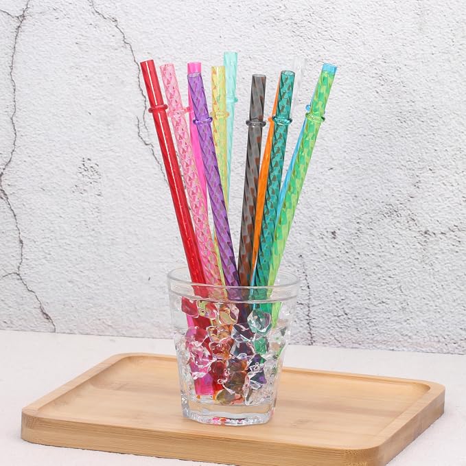 Dakoufish 9 Inch Reusable Clear Plastic Swirl Drinking Straws - Image 5