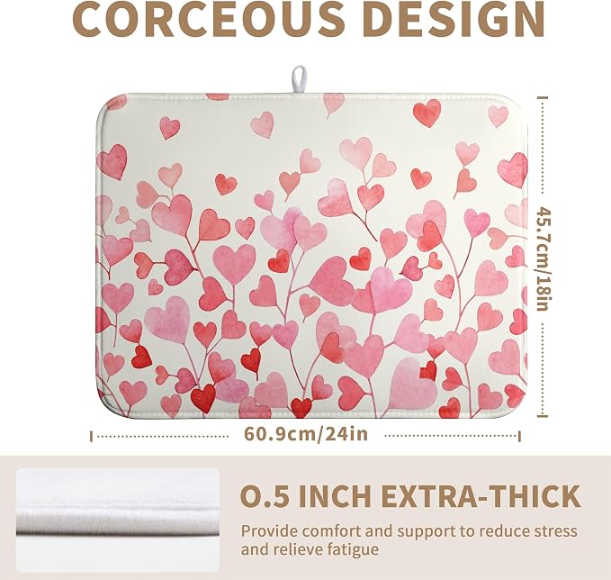 Happy Valentines Day Dish Drying Mat Valentine Drying Matt Kitchen Counter Love - Image 4