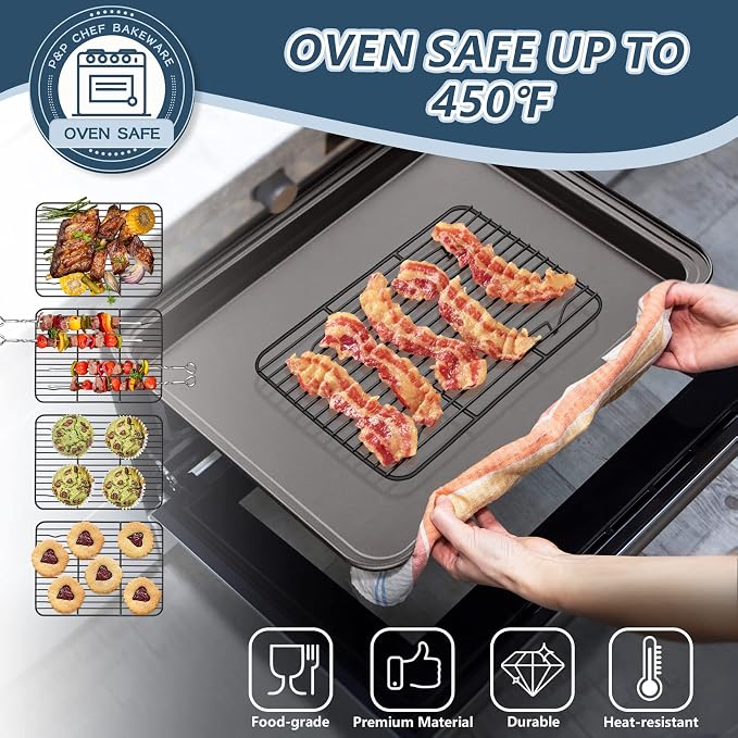 P&P CHEF Cooling Baking Rack Pack of 2, Stainless Steel Cooling Racks - Image 4