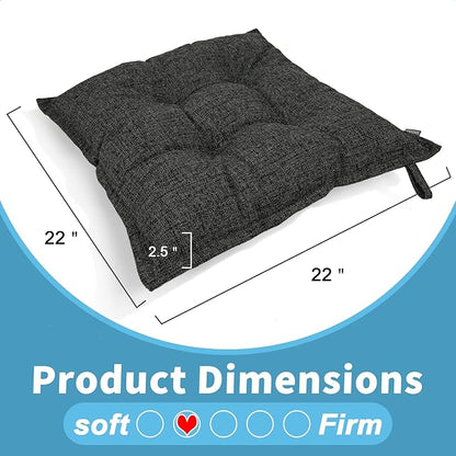 SINSOSSO Large Floor Pillows 22", Thickened Bite-Size Memory Foam Square Non-Slip Cushions for Office Back Support/Yoga/Chair Seat, Fashionable Color-Blocked Fabric & Washable, Black-Gray, 2 PCS