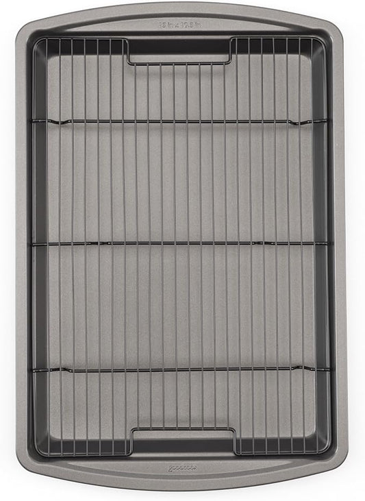 GoodCook 15” x 10.5” Nonstick Carbon Steel Baking Pan & Raised Wire Rack – by GoodCook