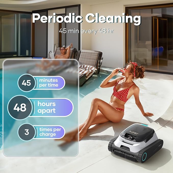 AIPER Scuba N1 Cordless Robotic Pool Cleaner, Wall & Waterline & Floor Cleaning - Image 3