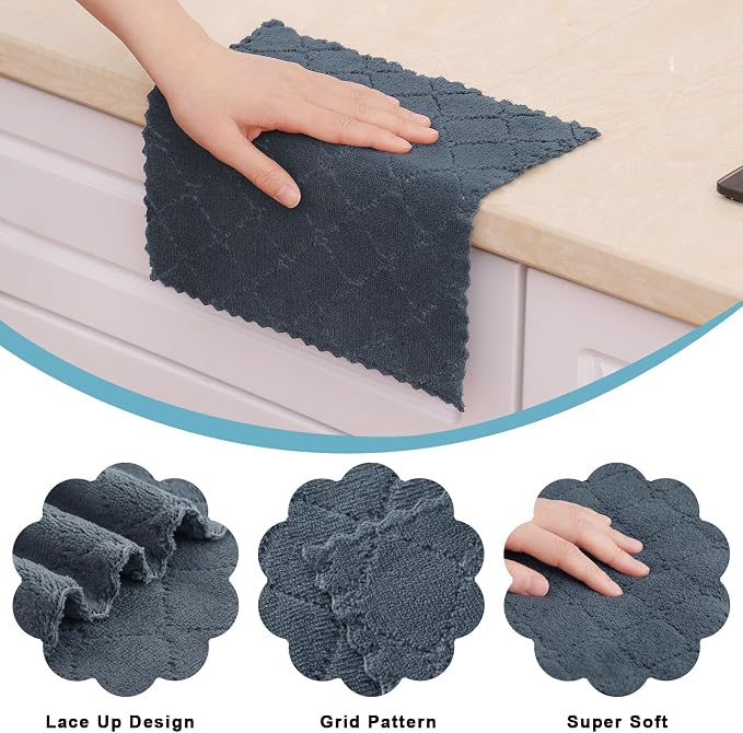Homaxy 24 Pack Kitchen Dish Cloths, Super Soft and Absorbent Coral Velvet Dish - Image 2