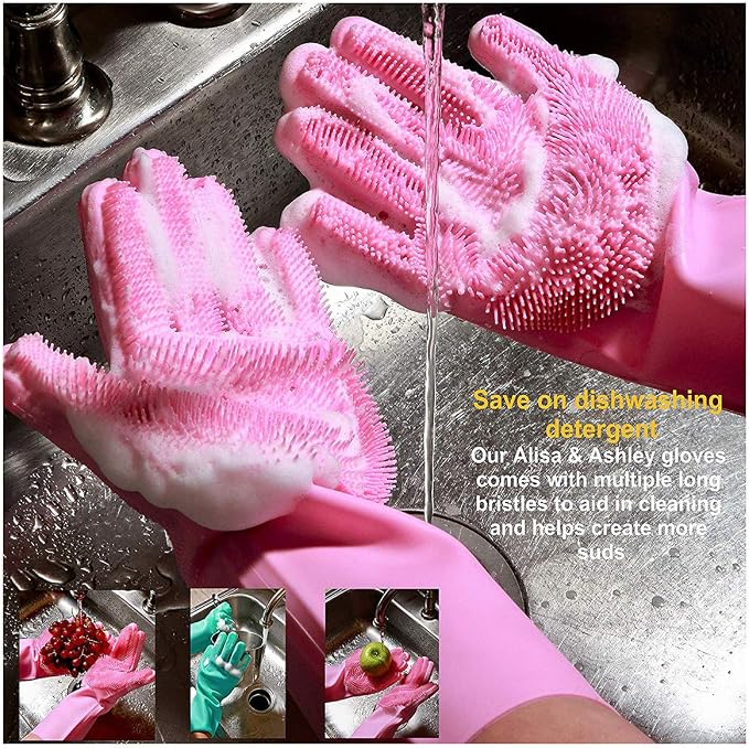 Magic Dishwashing Cleaning Sponge Gloves Reusable Silicone Brush Scrubber Gloves - Image 7