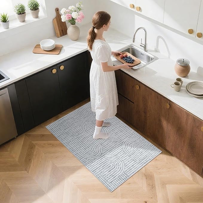 Washable Rug 2x3 Area Rugs for Entryway, Abstract Rug for Bedroom, Soft Rainbow by ROYHOME