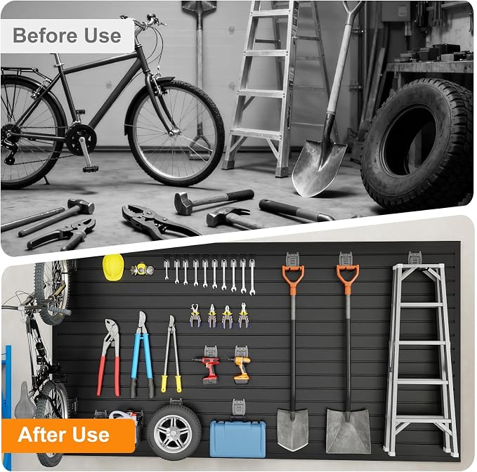 DoCred Slatwall Paneling Organizer, 4x4 FT PVC Garage Slat Wall Storage Systems - Image 6