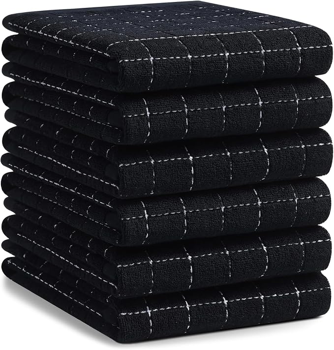 Homaxy 100% Cotton Terry Kitchen Towels, Checkered Designed, Soft and Super by Homaxy