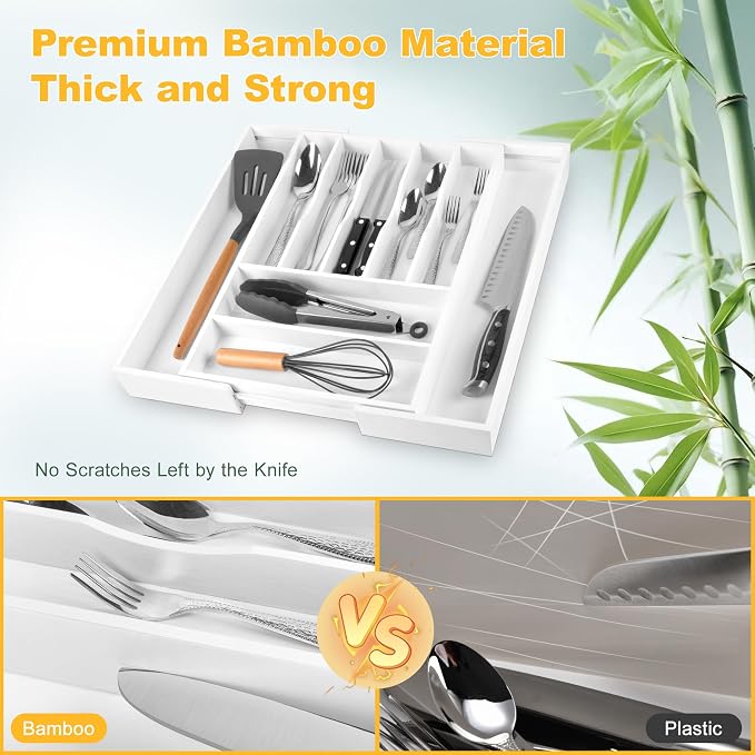 Large Premium Bamboo Silverware Organizer - Image 4