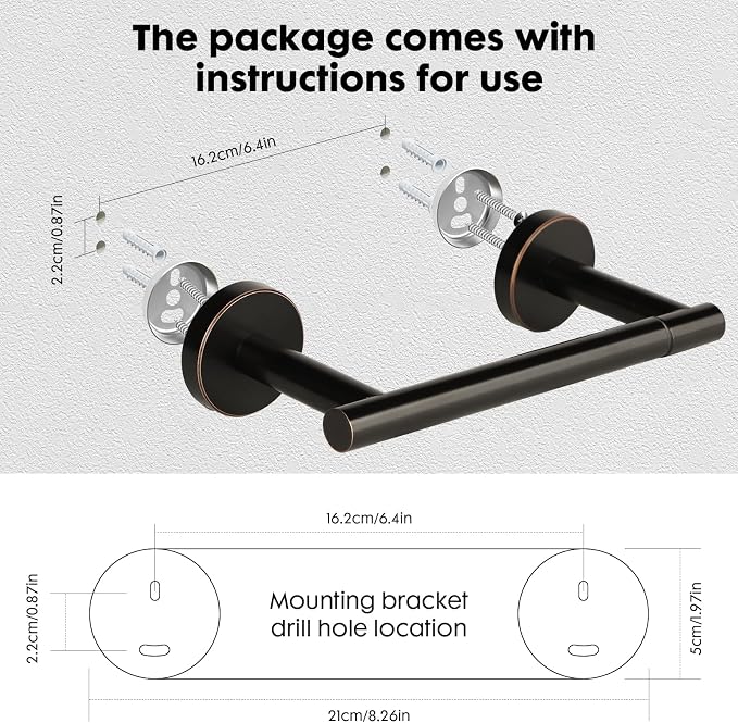 Oil Rubbed Bronze Toilet Paper Holder, Stainless Steel Towel Ring, Double Post - Image 6