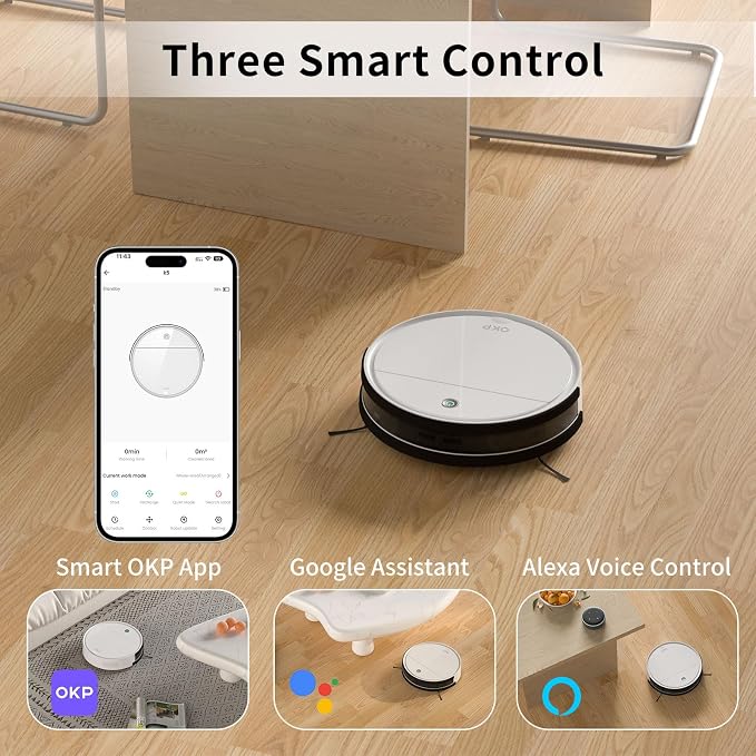 OKP K5 Robot Vacuum Cleaner, No Tangled Hair, Super Thin, 2500pa Suction - Image 3