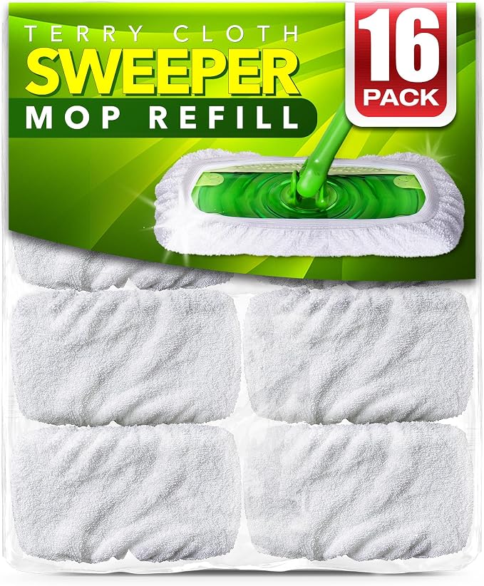 VanDuck Reusable 100% Cotton Mop Pads, Terry Cloth Mop Covers Washable by VanDuck