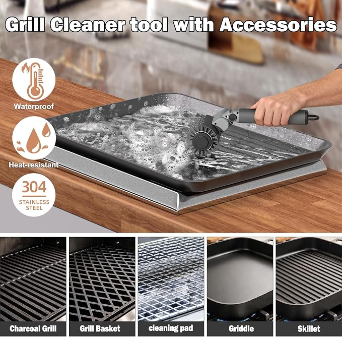 Electric Grill Brush Cleaner for Outdoor, 150Mins BBQ Grill Cleaner - Image 5