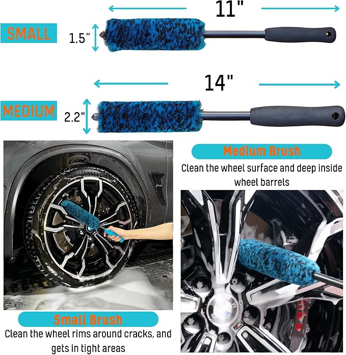 7PCS Car Wheel Rims Detail Cleaning PRO Wash Kit, Wheel Wash Mitt, Tire Brush - Image 3