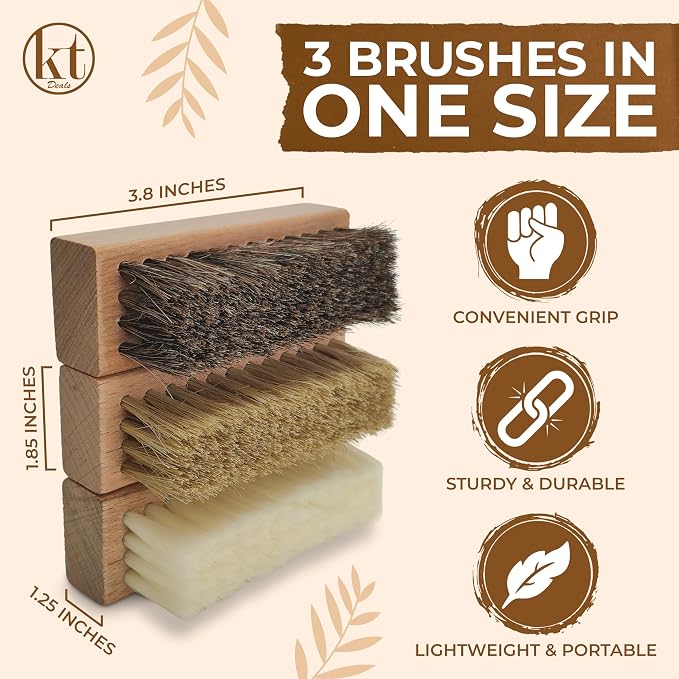Small Shoe Cleaning Brush Set of 3 Brushes - Image 3