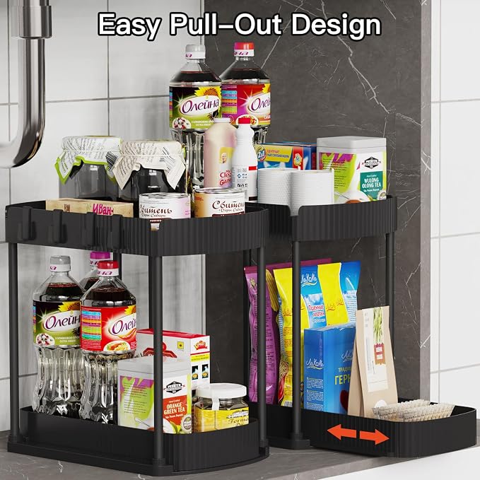 2 Pack Multi-Purpose Pull-Out Storage Organizers, Under Sink Organizers and - Image 4