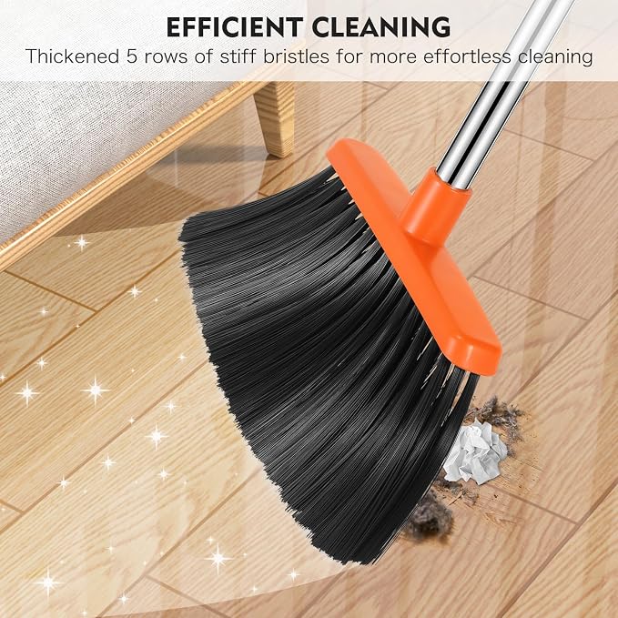 Broom and Dustpan Set, 55-in Long Adjustable Handle Broom - Image 5