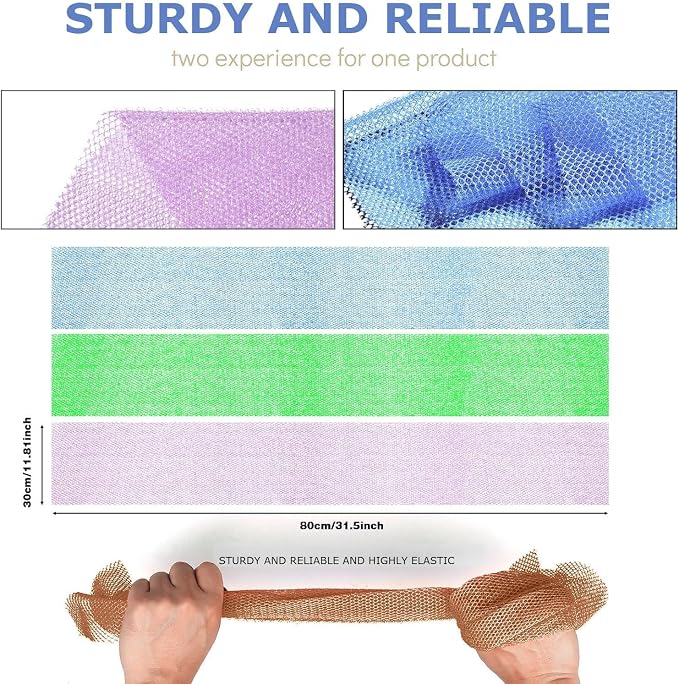 UJFQBH 3 Pieces African Bath Sponge African Net Long Net Bath Sponge - Image 3