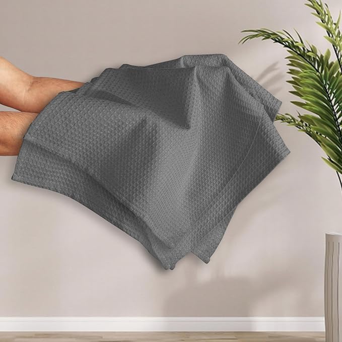 Grey Waffle Kitchen Towels, 16x26 Inches, 100% Cotton, and Quick Drying - Image 6