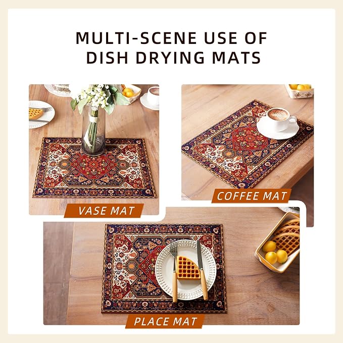 Dish Drying Mat Absorbent American Coffee Mat Rubber Backed Soft Silicone - Image 6