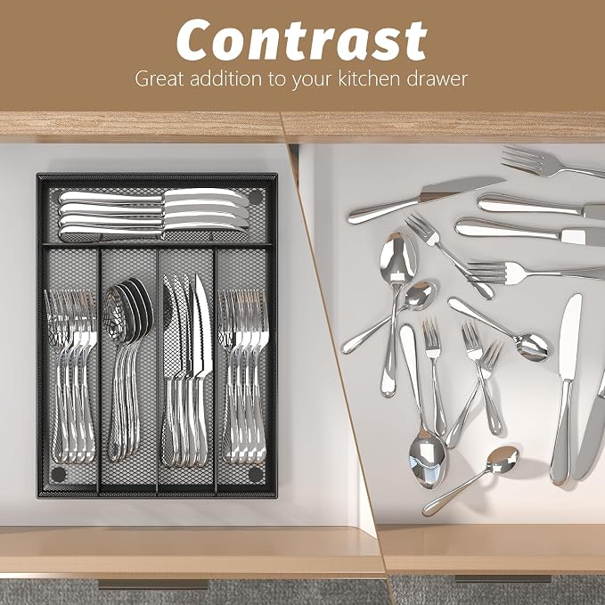 Silverware Organizer Metal Mesh, Small Drawer Organizer, Utensil Cutlery Tray - Image 3