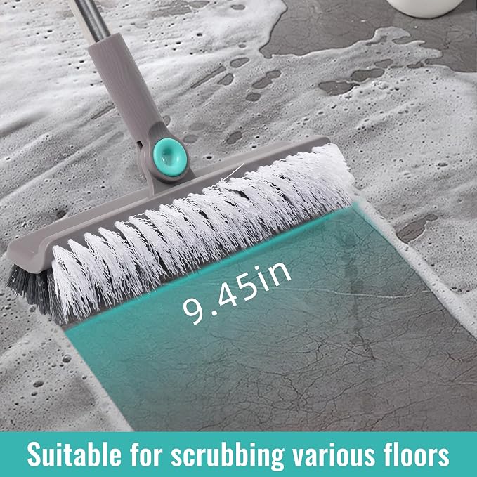Broom with Dustpan Combo Set, Silicone Broom Squeegee and Scrub Brush Set with - Image 6