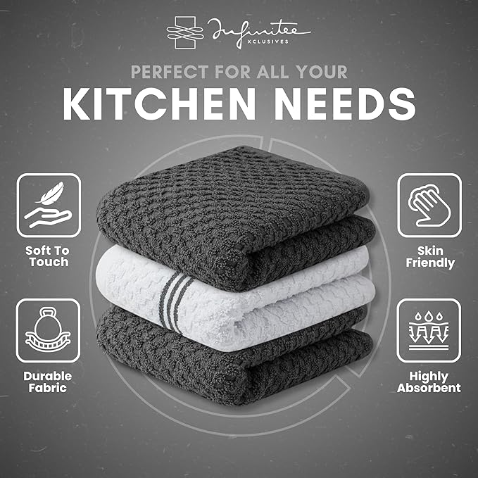 Infinitee Xclusives Premium Kitchen Towels – Pack of 3, 100% Cotton |15 x 25| - Image 5