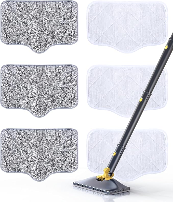 ScrubWiz Steam Mop Pads with Washable and Reusable, 6 Pack Replacement by ScrubWiz