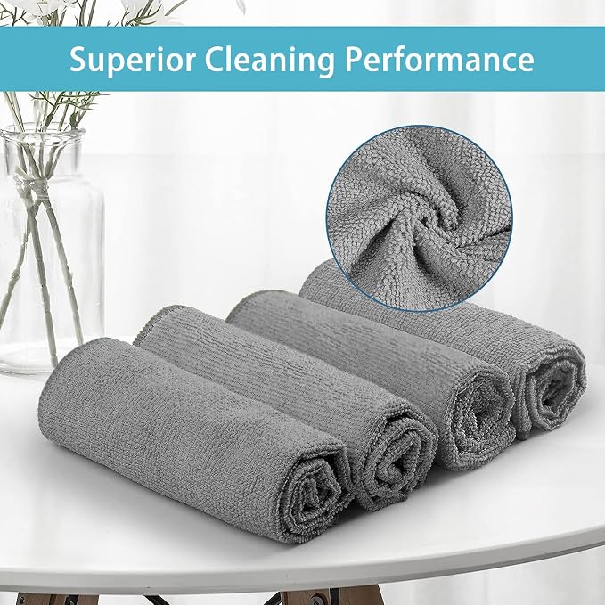 HOMEXCEL Grey Microfiber Cleaning Cloth, 5 Pack Cleaning Towels - Image 3