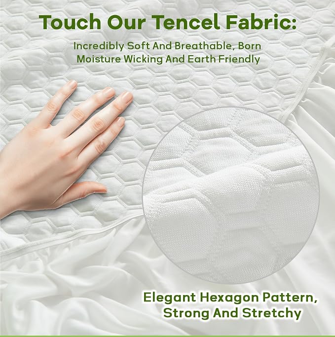 Luxury King Size Tencel Waterproof Mattress Protector Deep Pocket - Image 2