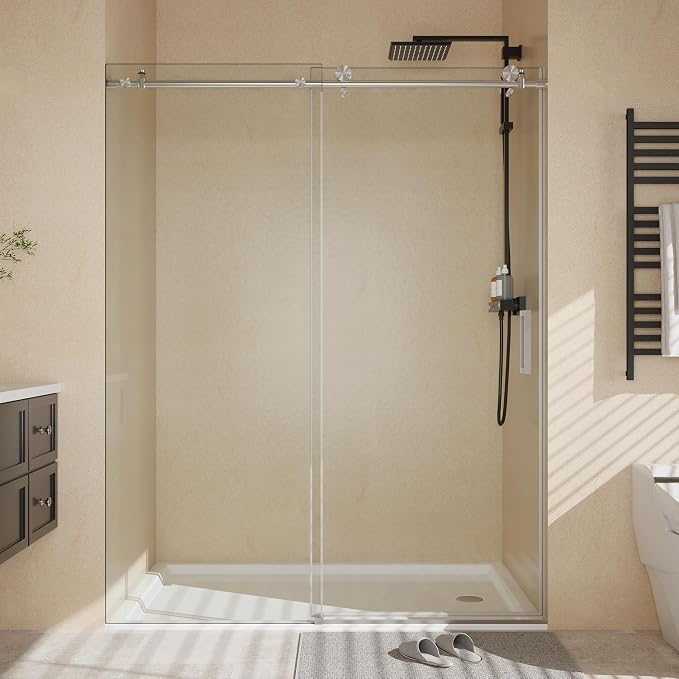 44-48" W x 76" H Frameless Sliding Shower Door，5/16" Thick Tempered Clear Glass by GarveeTech