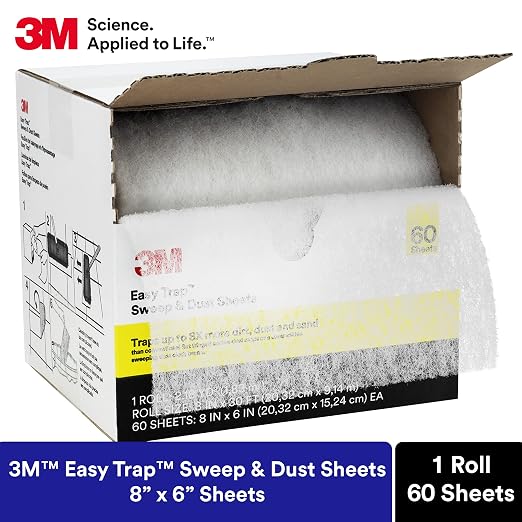 3M Easy Trap Sweep and Dust Sheets, 1 Roll of 60 8" x 6" Sheets, Disposable - Image 2