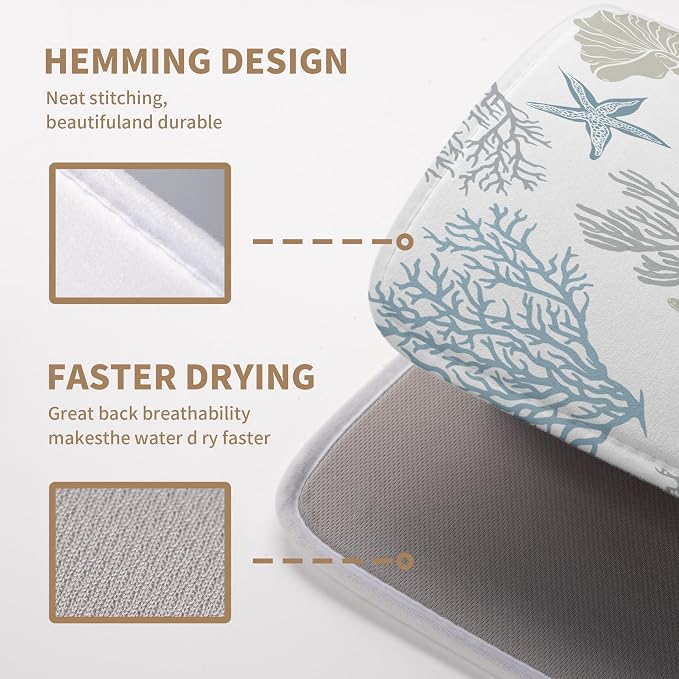 Coastal Dish Drying Mats for Kitchen Counter 18 x 24 Inch Summer Beach Drying - Image 5
