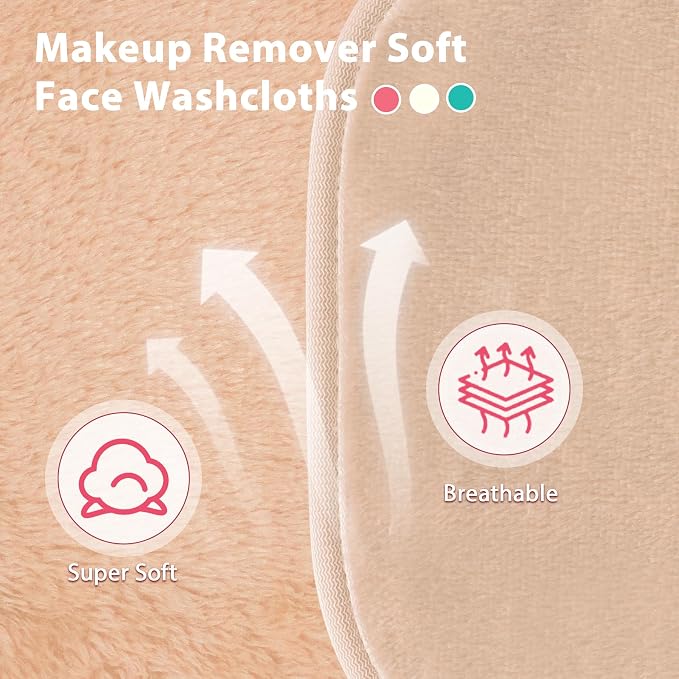 Makeup Remover Cloth, 12 Pack Makeup Remover Pads Microfiber Face Washcloth - Image 3