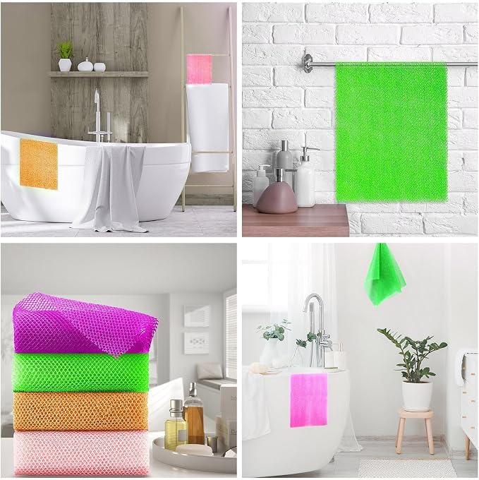 UJFQBH 4 Pieces African Net Sponge African Net Long Net Bath Sponge Exfoliating - Image 6