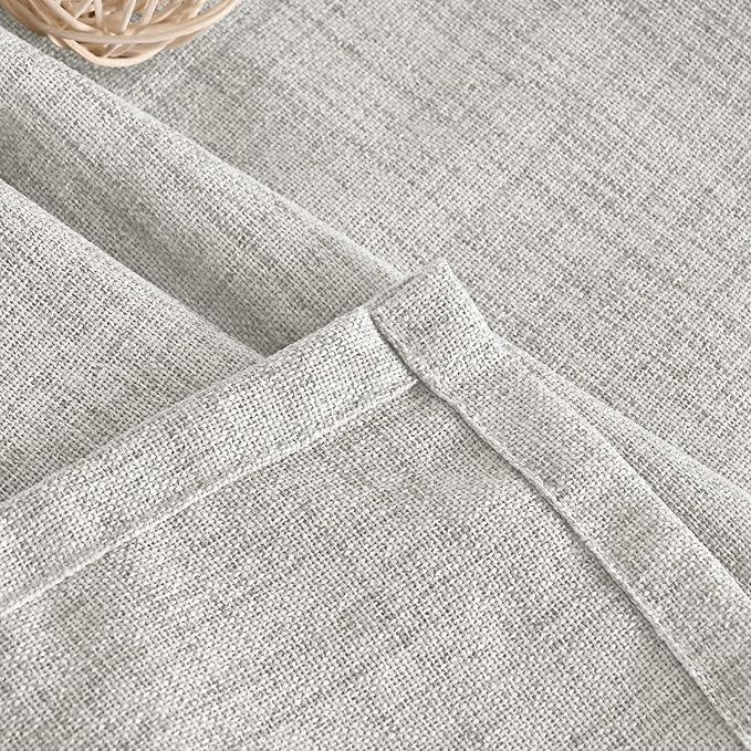 YoungsTex Linen Semi Sheer Curtains 90 Inch Length 2 Panels, Light Grey Light - Image 9