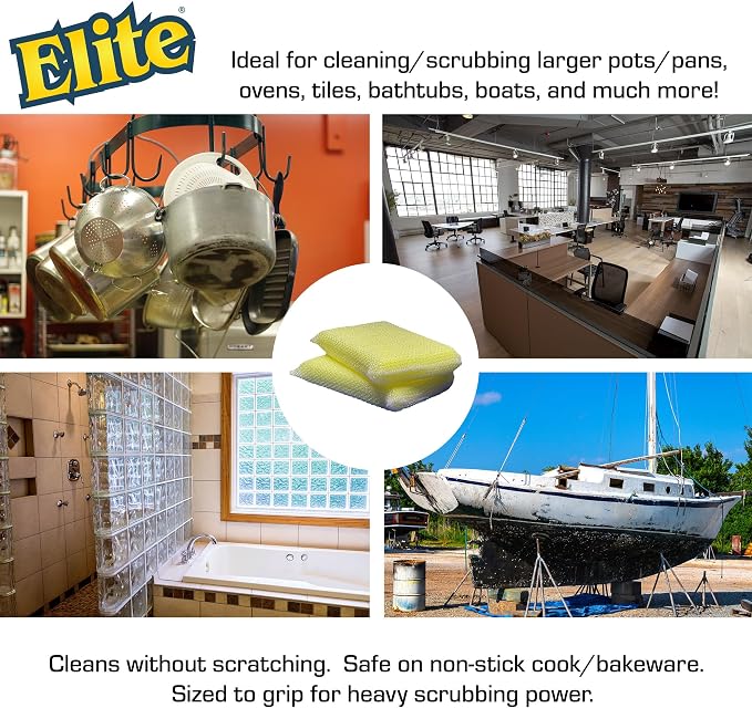 Elite HD All Purpose Cleaning Pad, 2 Pack, Non Scratch, Dish Sponge, Made in - Image 5