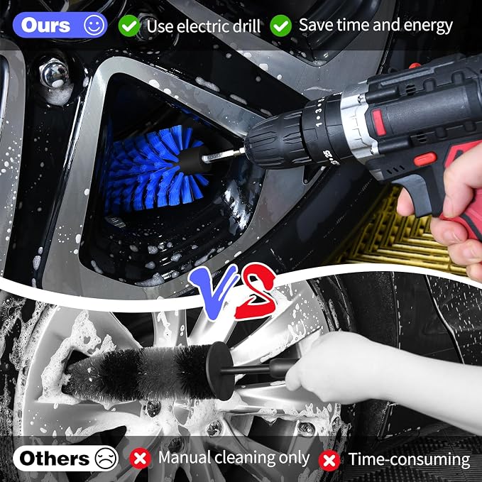 Drill Brush for Car Wheel and Bottle, Highly Dense and Durable Car Cleaning - Image 2