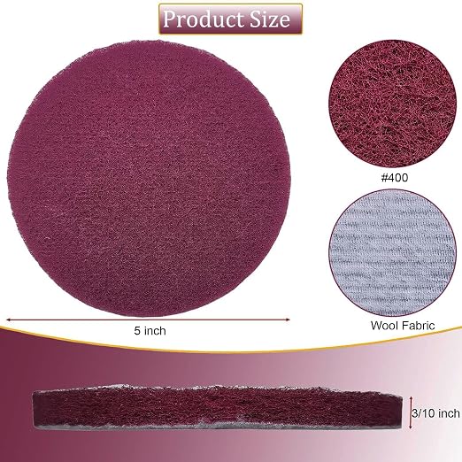 10 PCS 5 Inch 400 Grit Scrubber Scouring Pads Flocking Scuff Pads -Hoop and - Image 2