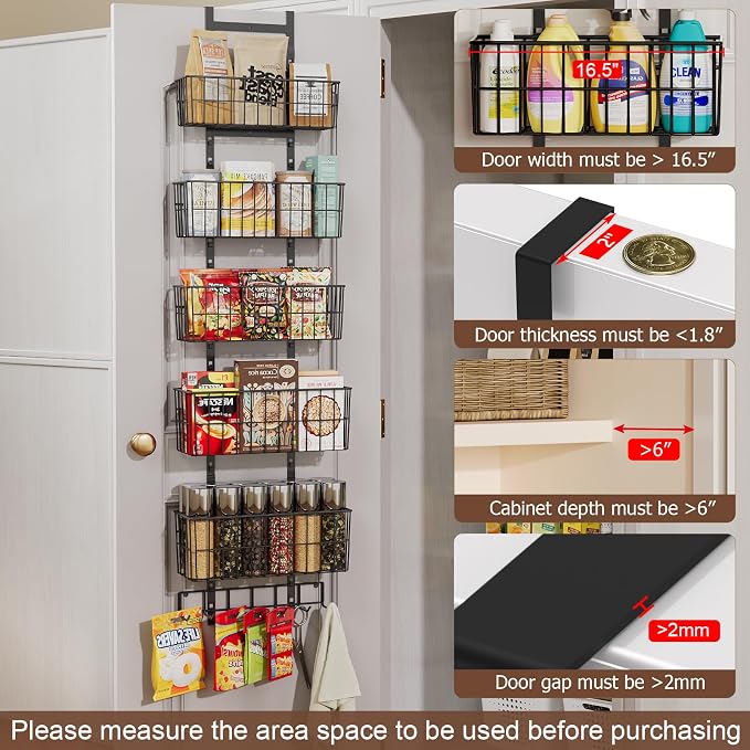 Adjustable Over the Door Organizer, Metal Hanging Door Organizer - Image 4