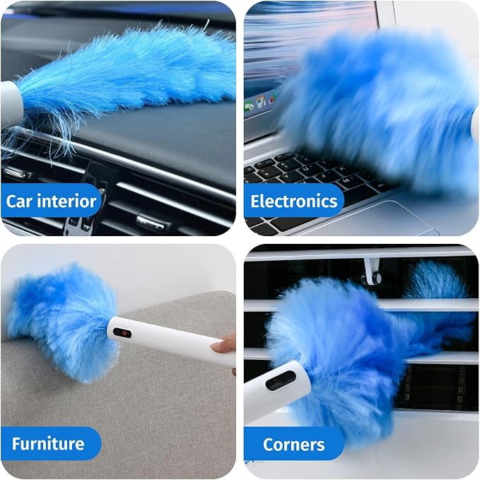 Electric Duster Brush, Rechargeable 360° Spin Electric Feather Duster Cleaner - Image 5
