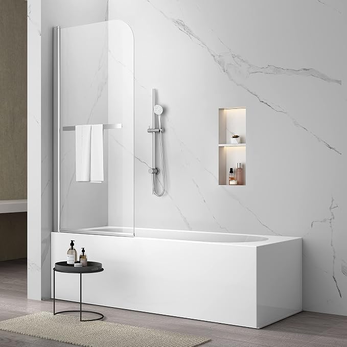 Sunrosa Pivot Tub Door 34"×58", Folding Bathtub Shower Door by ElevateYourEverydayShower