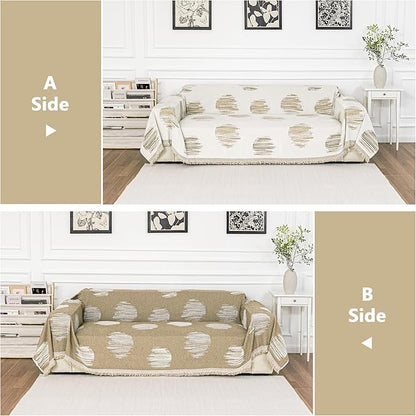 MEETSKY Sofa Covers for Dogs Sofa Covers for 2 Cushion Couch Sofa Chenille Sofa Slipcover Couch Covers for Sectional L Shaped Couch Pets Protector Furniture Covers, 71" x 118", Khaki