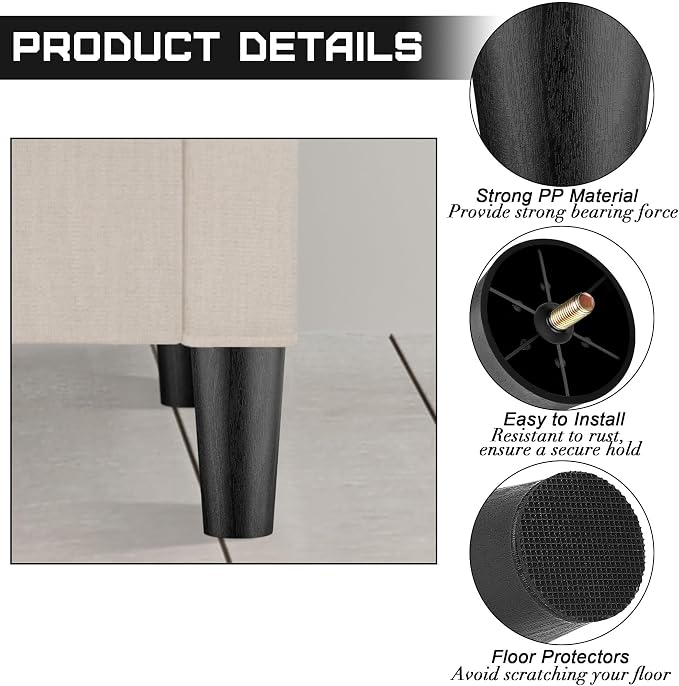 TURSTIN 8 Pack 6 Inch Plastic Furniture Legs - Image 3