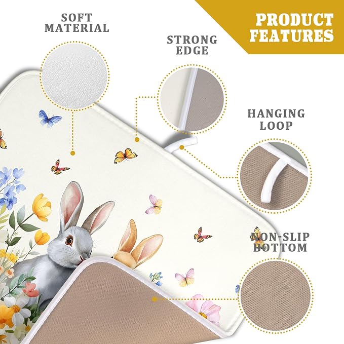 Spring Easter Rabbit Dish Drying Mat - Image 4