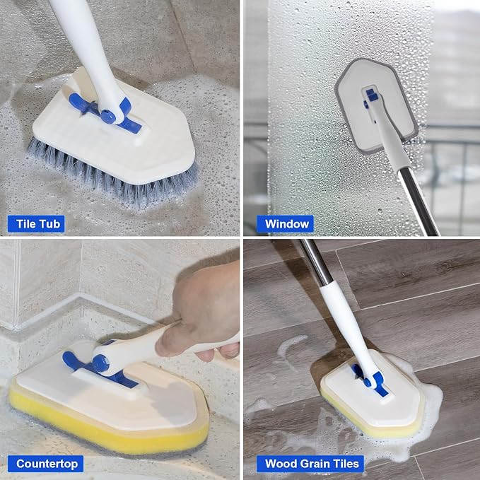 Tile Tub Scrubber Brush with 52-inch Adjustable Long Handle 3-in-1 Rotatable - Image 5