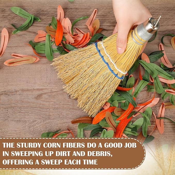 Suclain 8 Pcs 12 Inch Whisk Broom Hand Held Mini Corn Straw Whisk Broom Short - Image 5